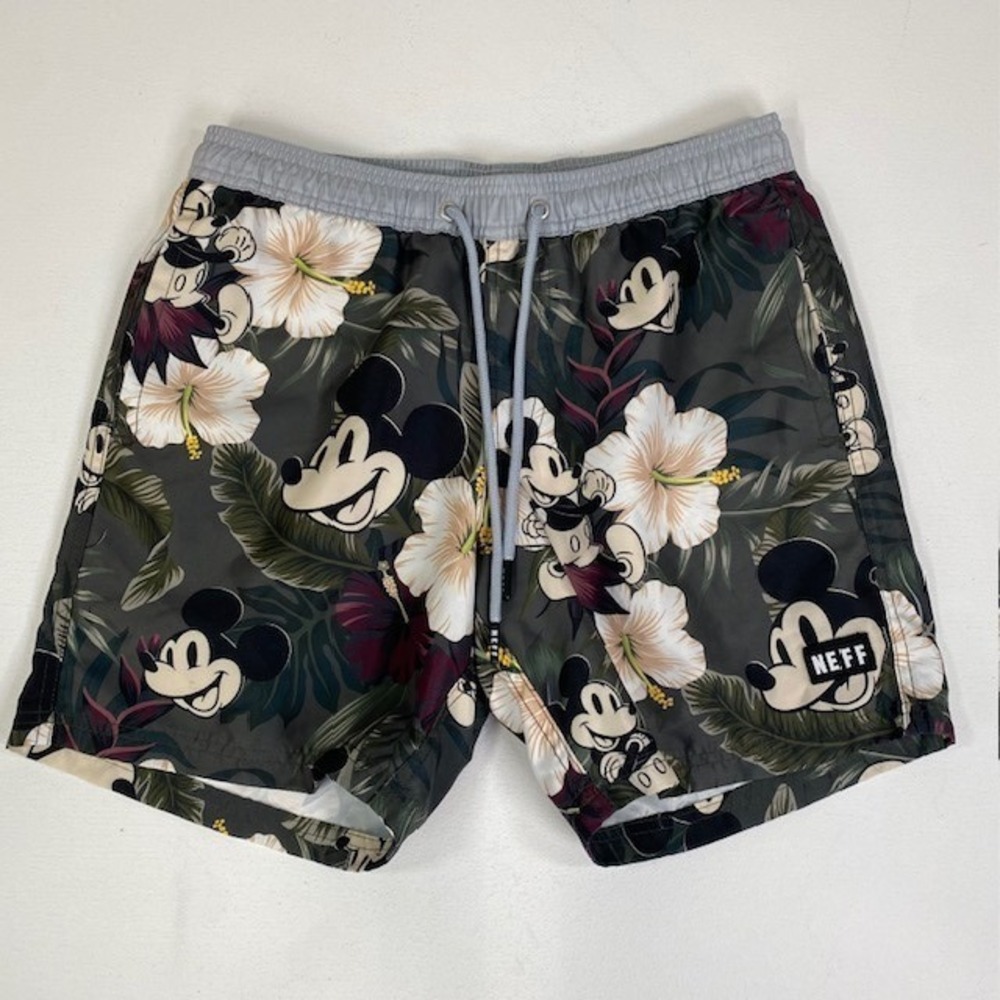 Neff Disney Mickey Mouse Floral Swim Trunks Shorts Gray S